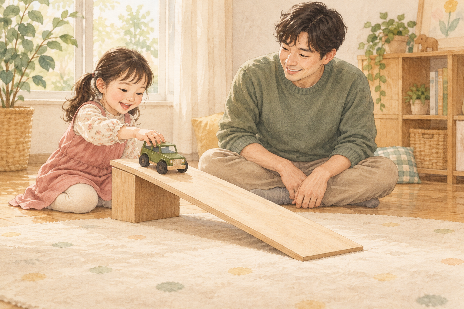 장난감 차 경사로가 잘 안 굴러갈 때: 한 번에 하나만 바꾸는 놀이